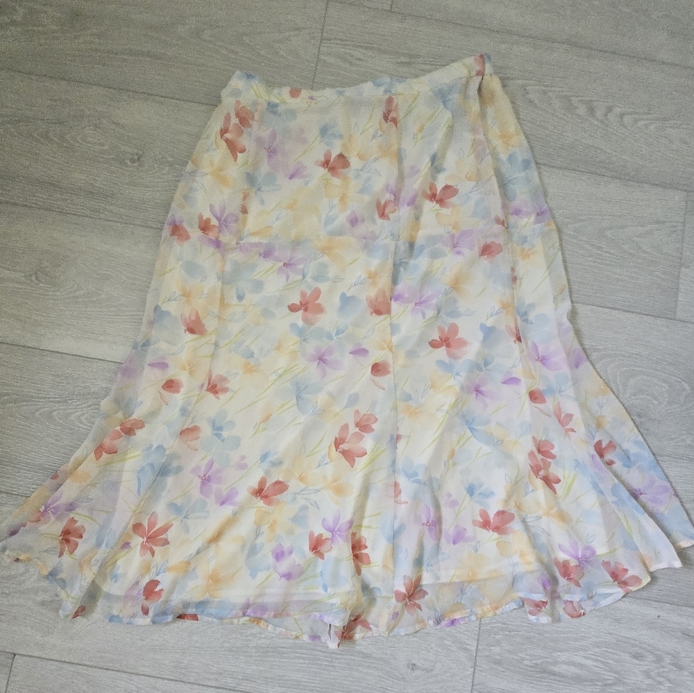 Leslie Fay Pastel Floral Skirt